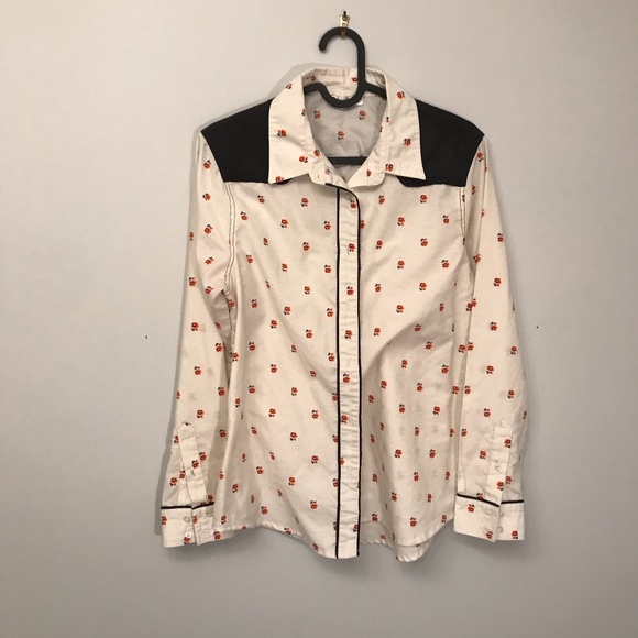 western collared button up with roses size medium. perfect condition - Picture 2 of 2